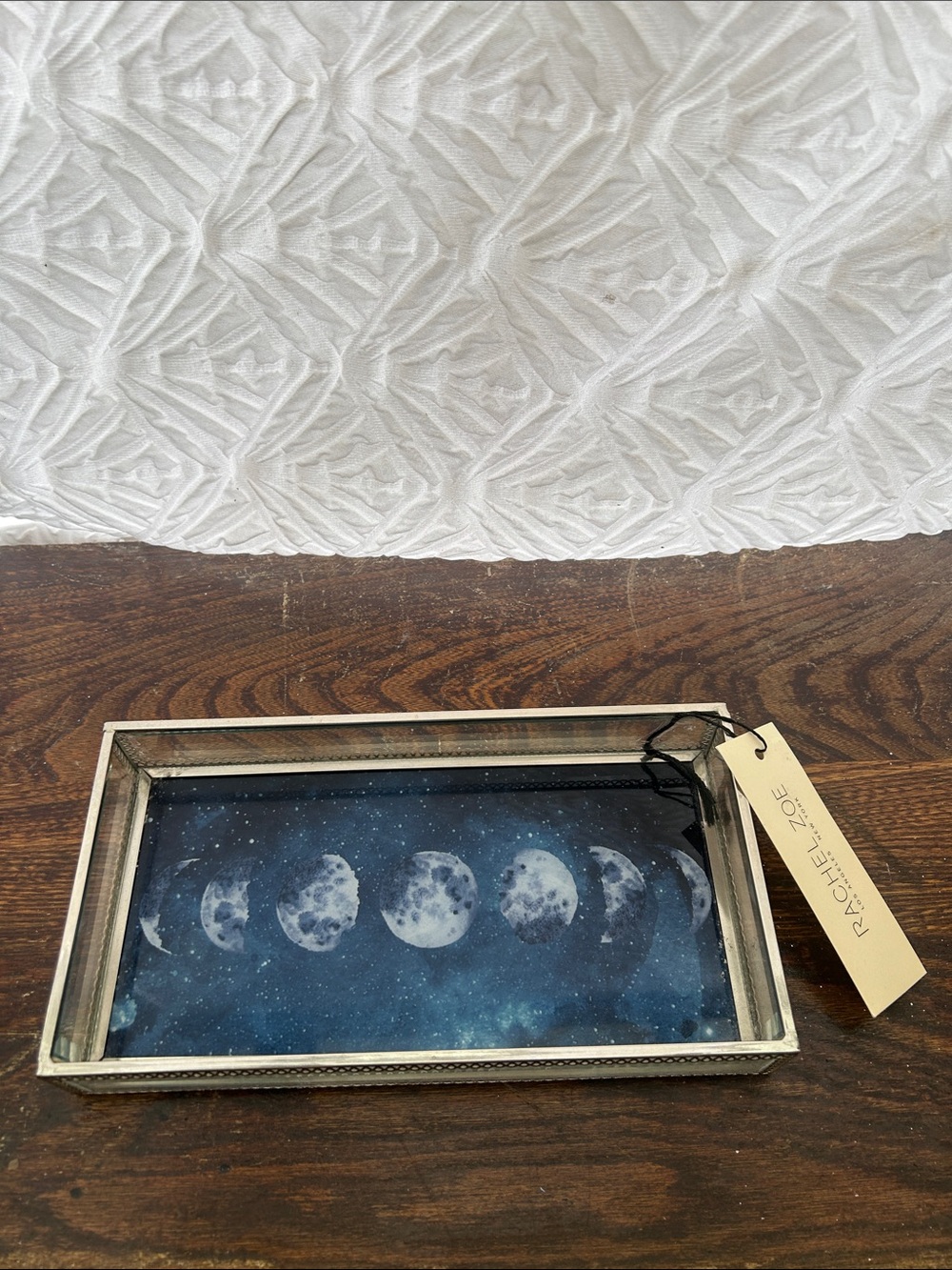 Rachel Zoe Navy Blue Moon Phase Glass Trinket Tray